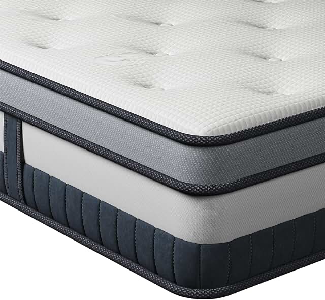Vesgantti 12 Inch Multilayer Hybrid Twin Mattress - Multiple Sizes & Styles Available, Ergonomic Design with Breathable Foam and Pocket Spring/Medium Plush Feel