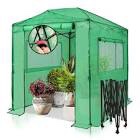 EAGLE PEAK 8x6 Portable, Heavy-Duty, Walk-in Pop-up Greenhouse, Indoor Outdoor Gardening Green House, 2 Roll-Up Zipper Entry Doors and 2 Large Roll-Up Side Windows, White