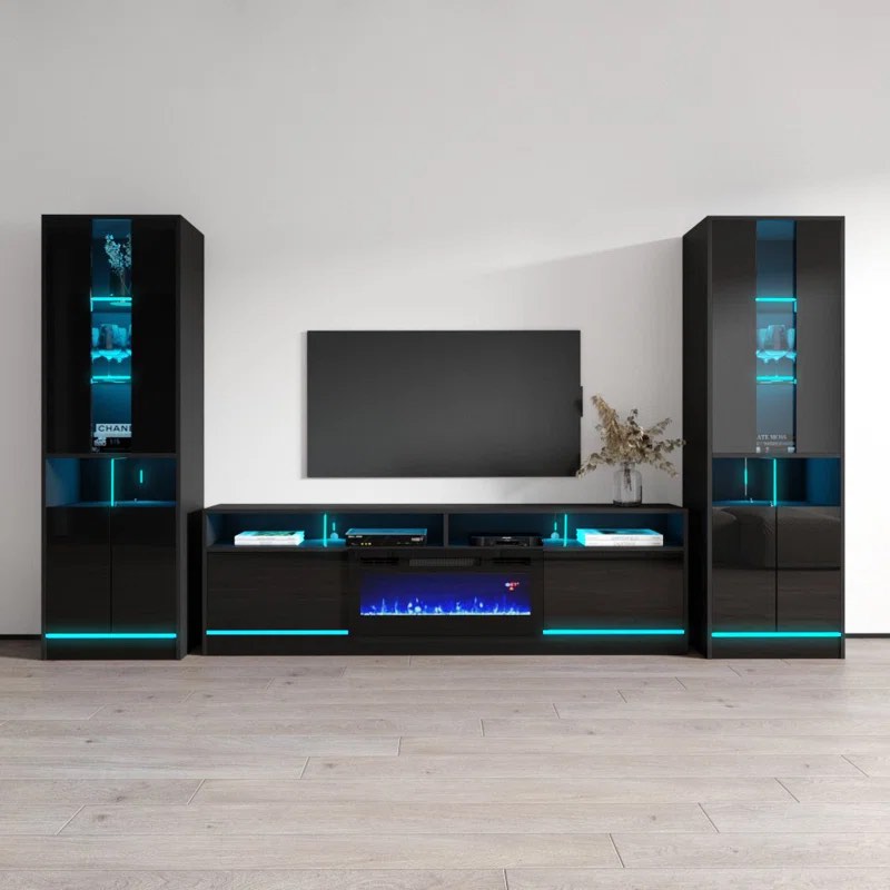 (Imcomplete ) Alexin Entertainment Center for TVs up to 75" with Electric Fireplace Included