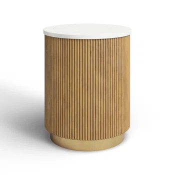 NMS-003 22 x 18 x 18 in. Nems End Table, White, Wood & Gold
