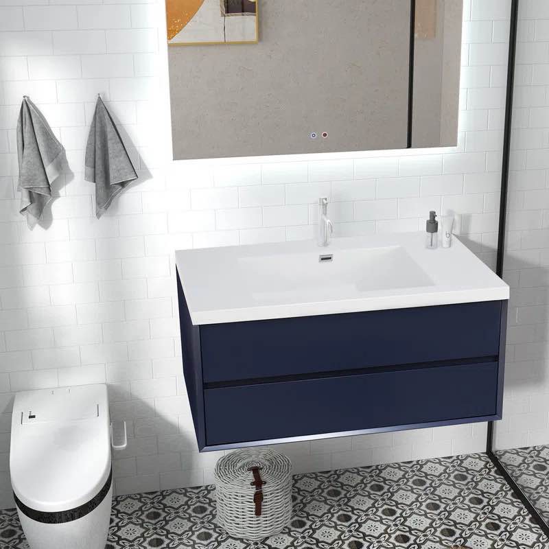 Chilmonik 59.1'' Double Bathroom Vanity with Engineered Stone Top