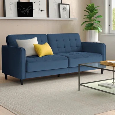 Aliscia 81" Linen Square Arm Sofa Bed