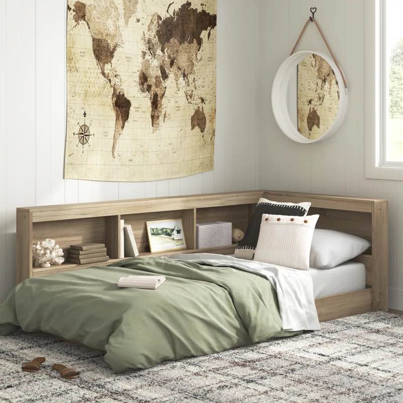 ( incomplete) Teddy Natural Wood Tone Bookcase Storage With Side Rail
