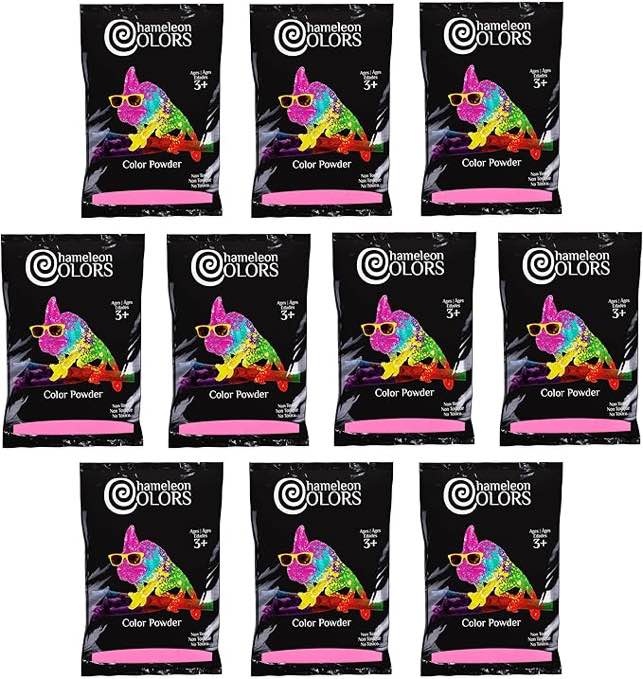 Chameleon Colors Pink Gender Reveal Powder - 1 lb Bags - 10 Pack - For 8-10 People - Vibrant Blue Color - Powder for Baby Girl Gender Reveal - Easy-Open Bags - Easy Cleanup - Non-Toxic