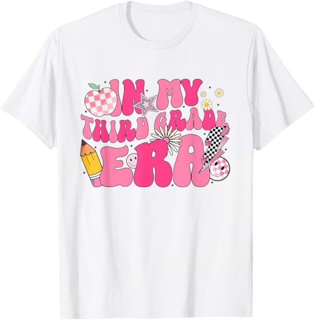 In My Third Grade Era Back To School 3rd Grade Retro Groovy T-Shirt White 7-8 