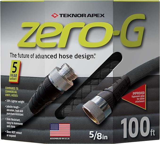 Apex Zero-G 4001-100 Garden Hose  5/8 in  100 ft L  Coupling  Fiber  Gray