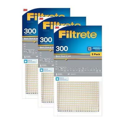 Filtrete 12-in W x 24-in L x 1-in MERV 5 300 MPR Basic Dust and Lint Electrostatic Air Filter (3 ) 