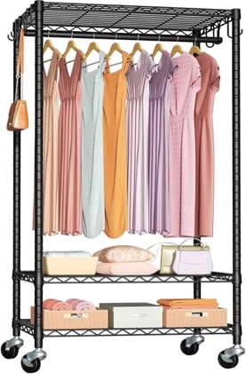 P6 Rolling Clothes Rack Heavy Duty, Clothing Racks for Hanging Clothes ...