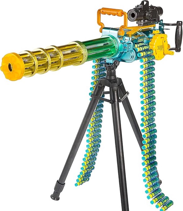 ArtCreativity Electronic Gatling Toy Gun for Kids, Rapid Toy Machine with Foam Suction Darts and Accessories, Revolving Toy Gun with Automatic and Manual Mode, Great Gift Idea