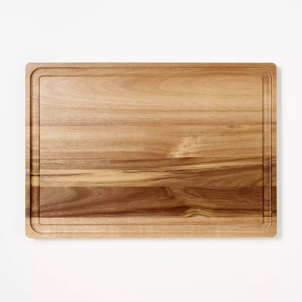 14"x20" Acacia Wood Carving Board with Juice Groove Natural - Figmint