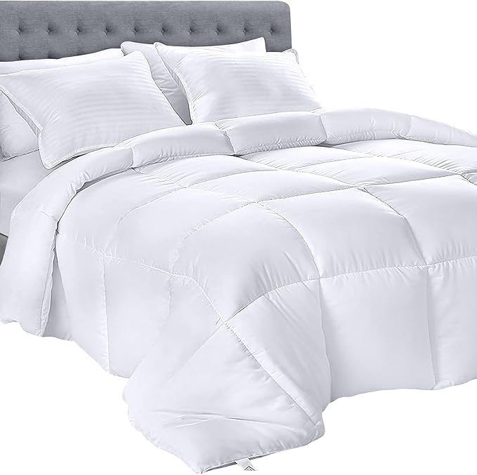 Utopia Bedding Comforters Full Size, All Season Duvet Insert, Down Alternative Box Stitched Bed Comforter with Corner Tabs, Machine Washable (White)