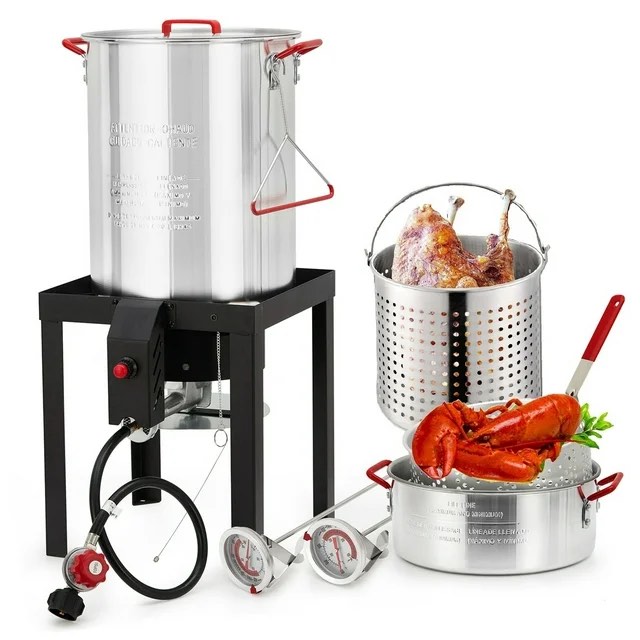 WhizMax 30-Quart Propane Outdoor Turkey Fryer Kit, Seafood Crawfish Fish Aluminum Boiler Steamer Cooking Pot