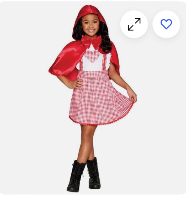 Girl's Sweet Red Riding Hood Storytime Costume with Hooded Red Cape XS(4/5)
