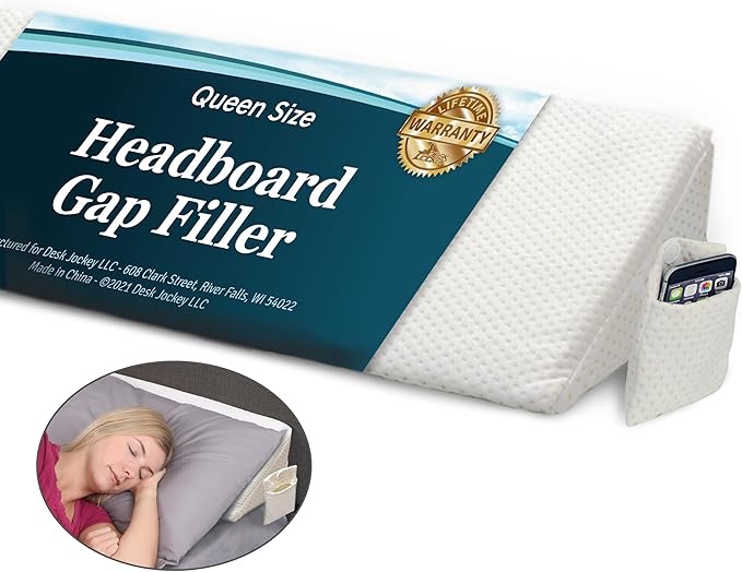 Wedge Pillow Headboard Queen Size - Bed Wedge Gap Filler with Ultra Soft Cover - Bed Gap Filler Headboard Pillow Queen, Mattress Gap Filler Queen -Headboard Gap Filler Queen for Peaceful Sleep