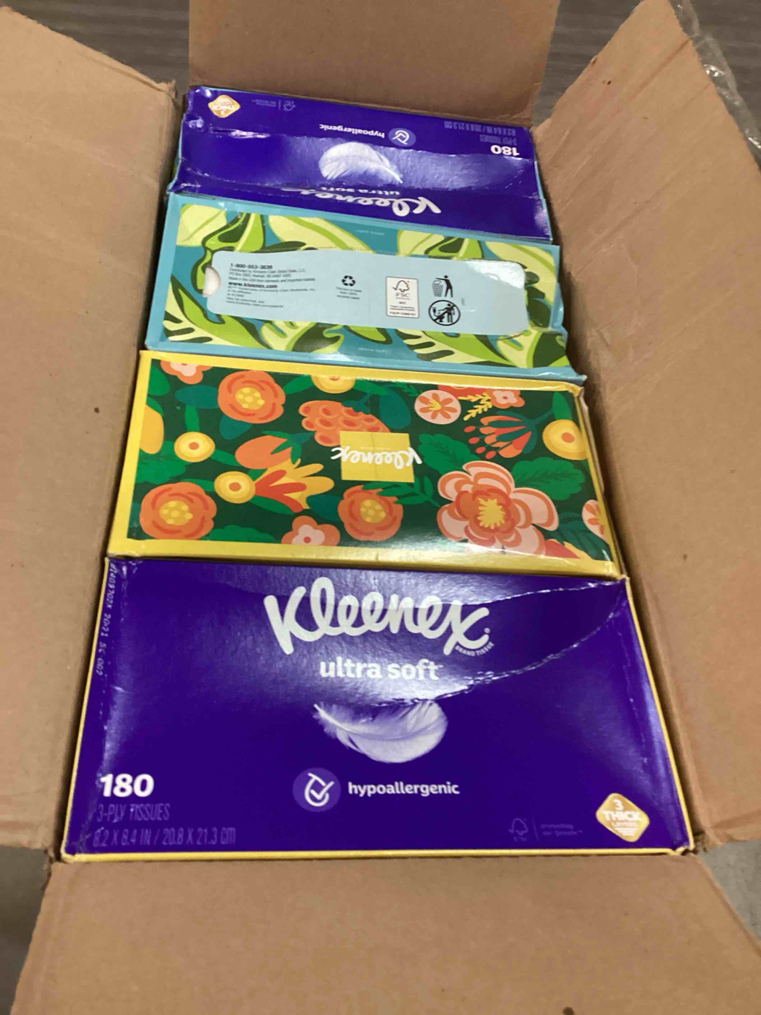 Kleenex Ultra Soft Facial Tissues, 8 Flat Boxes, 180 Tissues per Box, 3-Ply, Packaging May Vary
