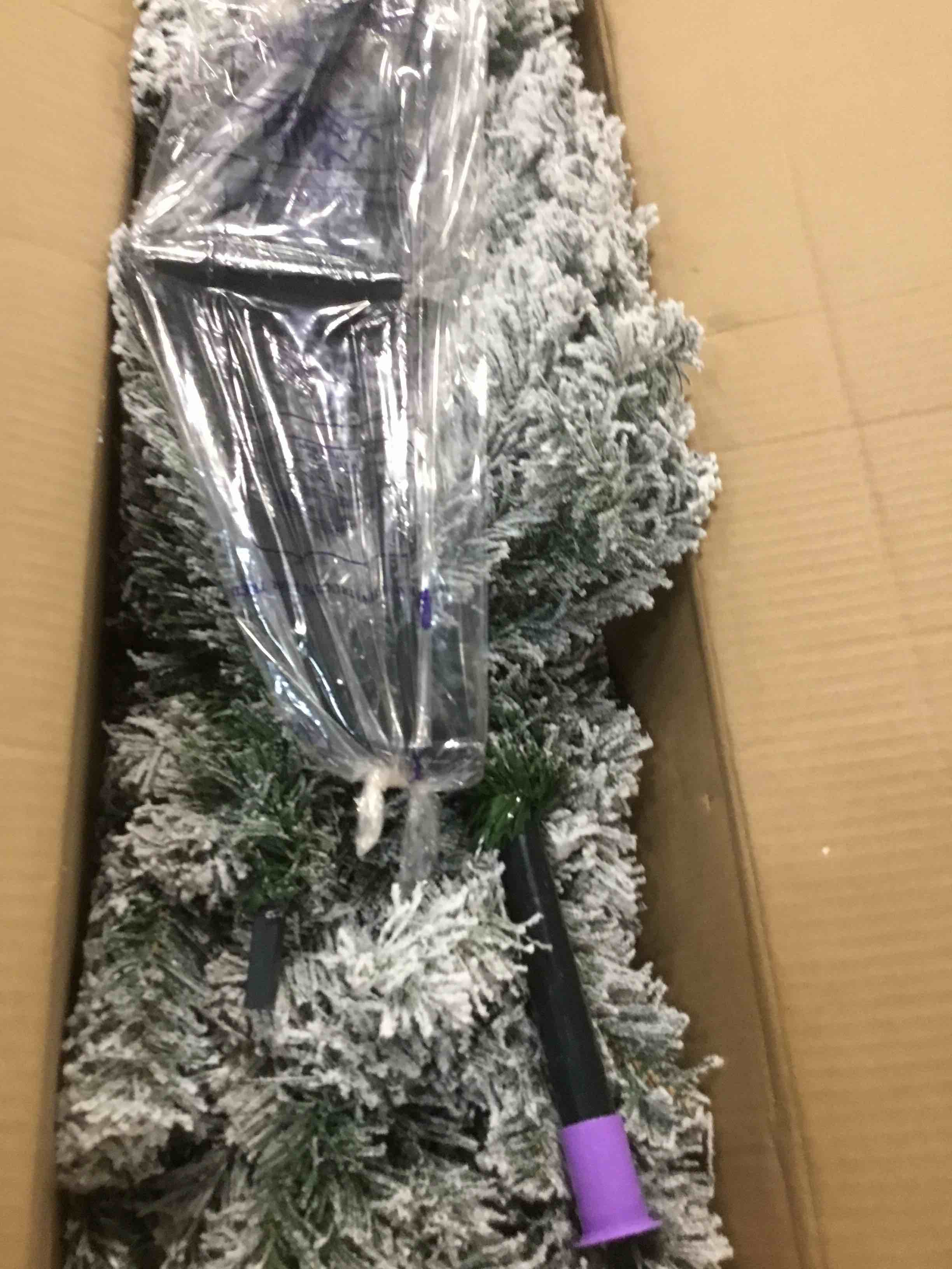 Condition photo showing Good Condition for Outroad 7ft Snow Flocked Christmas Tree Premium Hinged Artificial Pine Tree,Xmas Tree Metal Stand and 1000 Lush Branch Tips Holiday Decorate, Easy to Assemble,White