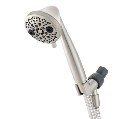 Oxygenics PowerMassage 5-Settings Brushed Nickel 3.35-in Round Handheld High Pressure