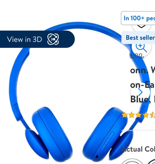 onn. Wireless Bluetooth on-Ear Headphones - Blue, New