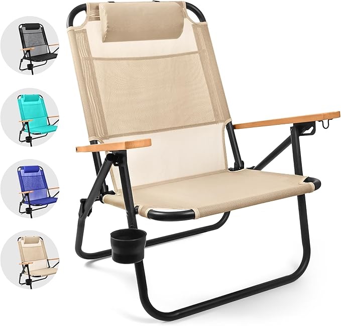 Water Buffalo Beach Chair - Premium Backpack Beach Chair for Adults - Beach Chair with Backpack Straps - Foldable and Reclining Beach Chair - Bondi Backpack Chair