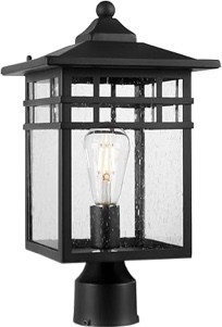 Diyel Outdoor Post Light Fixture, Large Exterior Pillar Lantern with Black Finish & Seeded Glass, 9 Inch Square Pier Mount Lamp for Garden, Backyard, Courtyard, Patio, Deck, Pathway, Walkway Seeded-Black-Medium