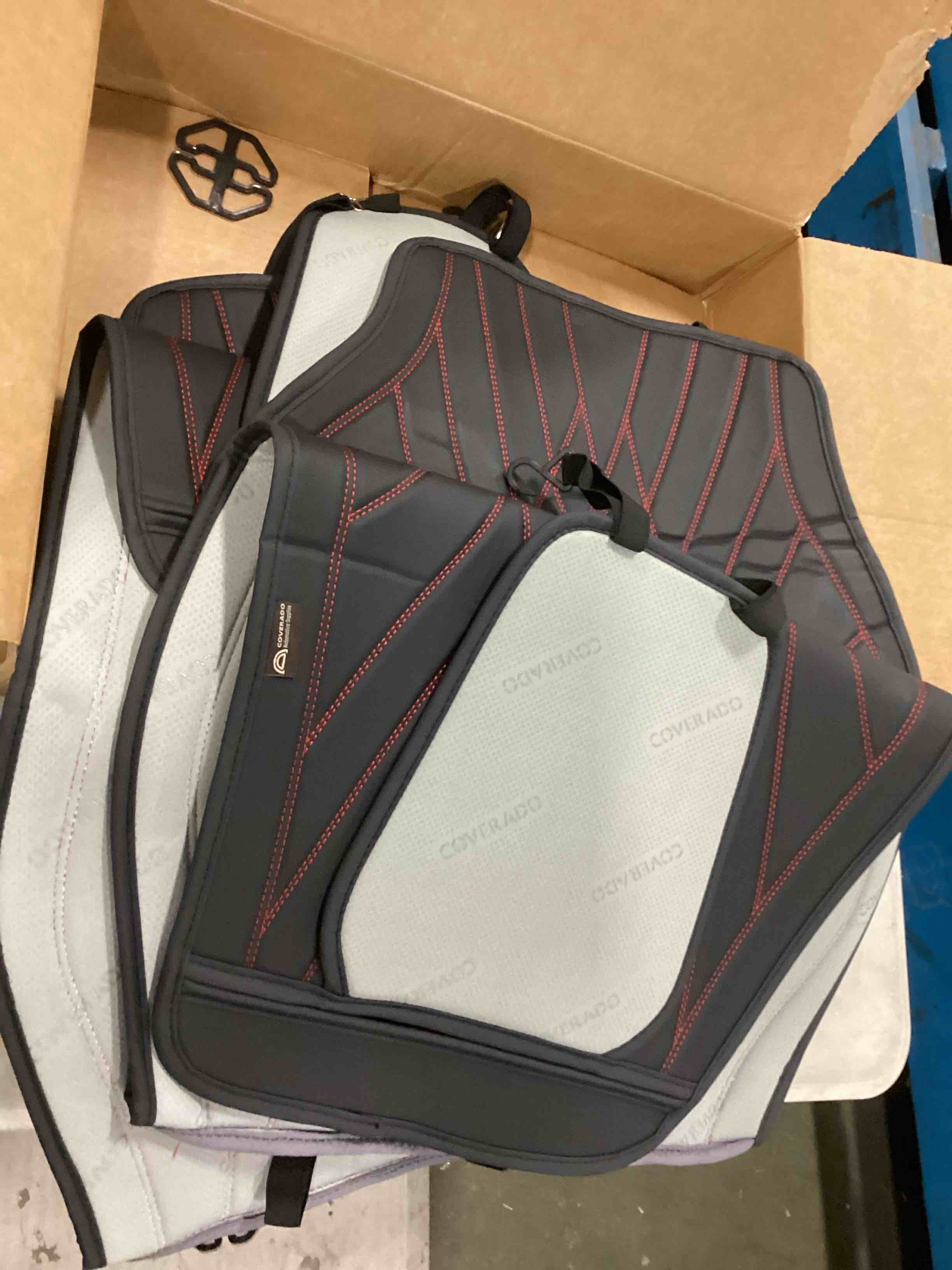 Coverado 2PCs Front Seat Covers Leather Car Seat Protector, Car Seat Cushion Waterproof Anti-Slip Padded, Seat Covers for Cars, Driver Seat Cover Universal Fit for Most Sedans SUV Pick-up Truck RedLine FrontPair