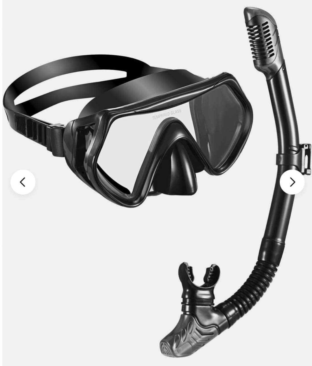 OMORC Snorkel Anti-Fog Tempered Glass Snorkel Sets Black