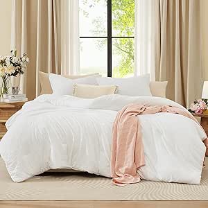 (Similar) WRENSONGE Queen Comforter Set, 3 Piece White Comforter for Queen Size Ded Soft Microfiber Bedding Sets Queen (1 Fluffy Comforter with 2 Pillow Shams) - Warm Queen Size Comforter Sets for All Seasons