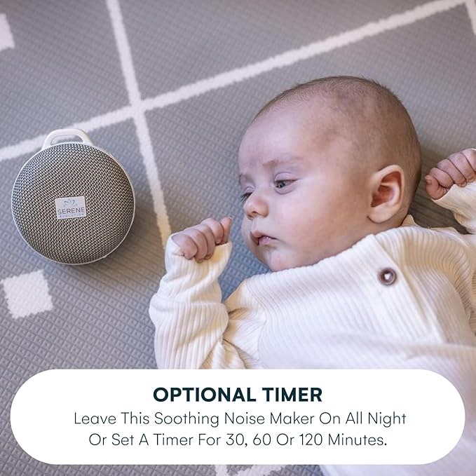 Serene Evolution 36 Sound Portable White Noise Machine for Sleeping Baby, USB Rechargeable Sound Machine for Babies and Kids, Soothing Sleep Sounds - Heartbeat, Rain, Brown Noise Machine, Ocean Sounds