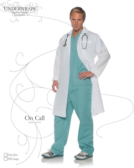 UNDERWRAPS mens Doctor Scrub and Lab Coat Costume Set