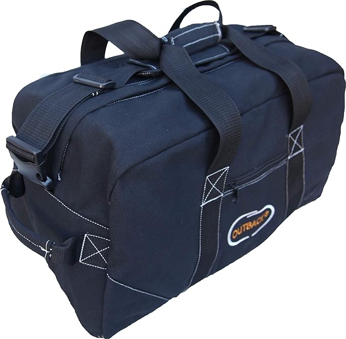 Ledmark Heavyweight Cotton Canvas Outback Gym Bag, Black, 24" x 16"