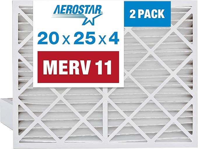 Aerostar 20x25x4 MERV 11 Pleated Air Filter, AC Furnace Air Filter