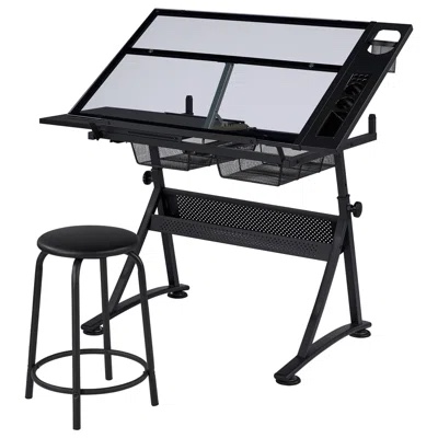 Height Adjustable Drafting Table and Chair Set