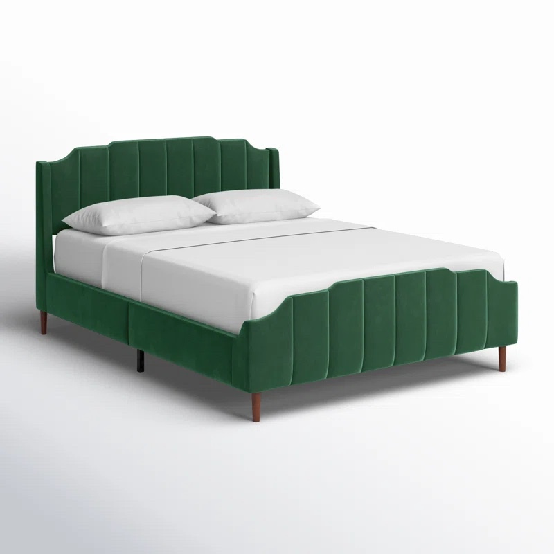Lasater Queen Size Modern Curved Upholstered Bed