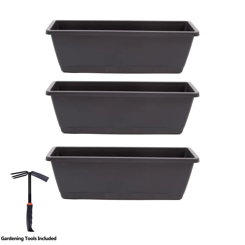 Safian Window Box Planter with Garden Tools (Set of 3)