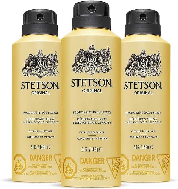 SCENT BEAUTY Stetson Personal Care All Day Body Spray - Body Spray for Men - Perfect for Men's Grooming Kit - 5 oz - 3 Pack - Original