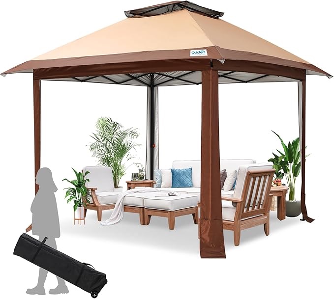 Quictent 10'x10' Easy Pop up Canopy Tent Outdoor Portable Eaved Gazebo Party Tent Waterproof with Vented Roof