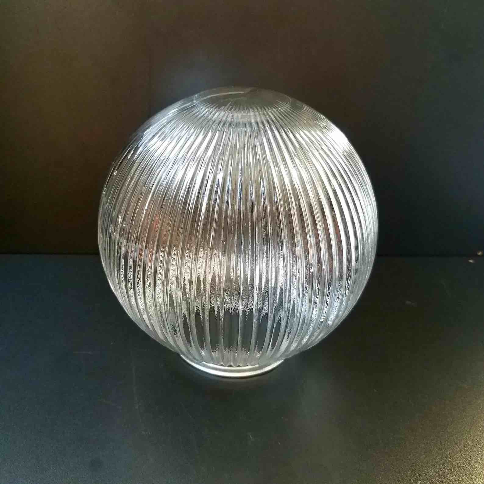 Vintage Ribbed 6.5 Inch Fixture Globe, 3.25 Inch Fitter, Clear Glass Replacement Shade, Ribbed Glass Light Cover