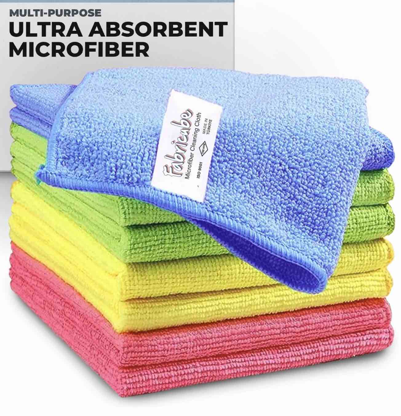 Turkish Microfiber Cleaning Cloth of 4 Colors | 20% Polyamide for Elevated Liquid Suction | Must Have Drying Supply for Kitchen and Home Accessories | Rags with Reinforced Edges, Pack of 8