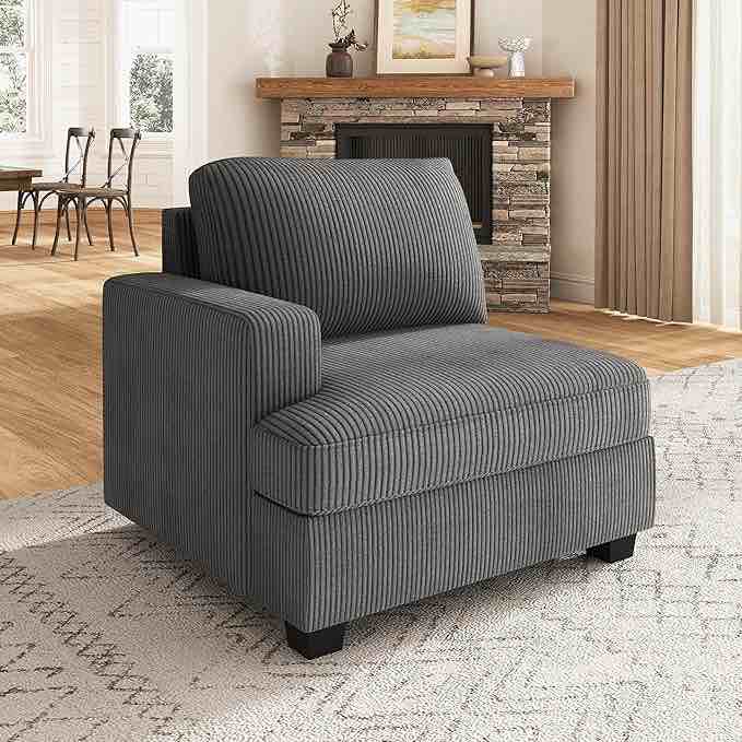 Nolany Left Armrest for Modular Sectional Couch, Customizable Left Armrest for Sectional Sofa, Dark Grey