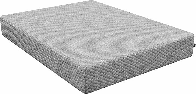 Twin -All Foam Cool Gel Mattress Waterfall-Top 10" Medium,Tasteful and Simple Styling with a Decorative top Panel and Grey Border with Raised Hexagonal Detailing
