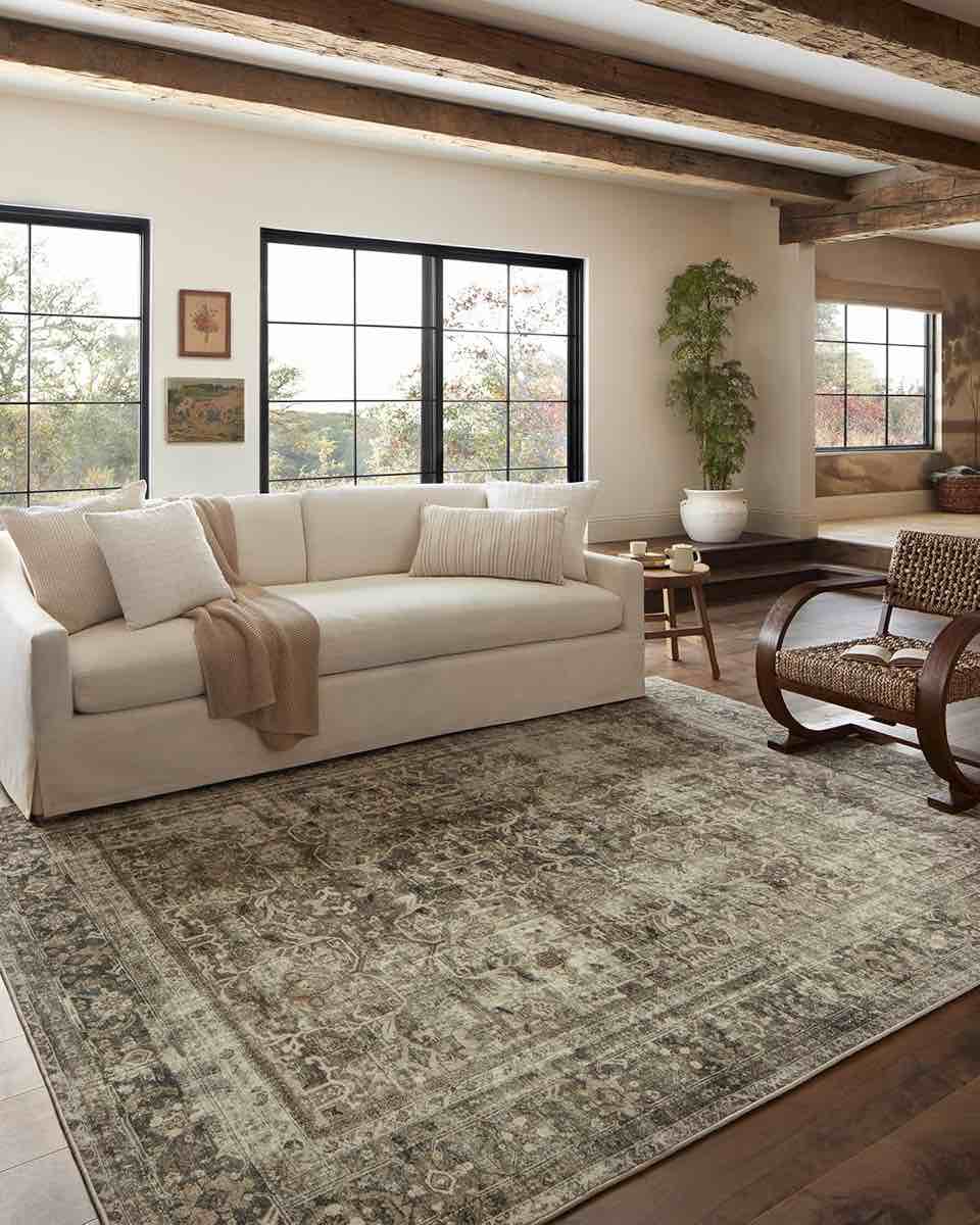 Magnolia Home by Joanna Gaines x Loloi Sinclair SIN-01 Collection Machine Washable Pebble/Taupe 7'-6" x 9'-6" Area Rug Brand: Loloi