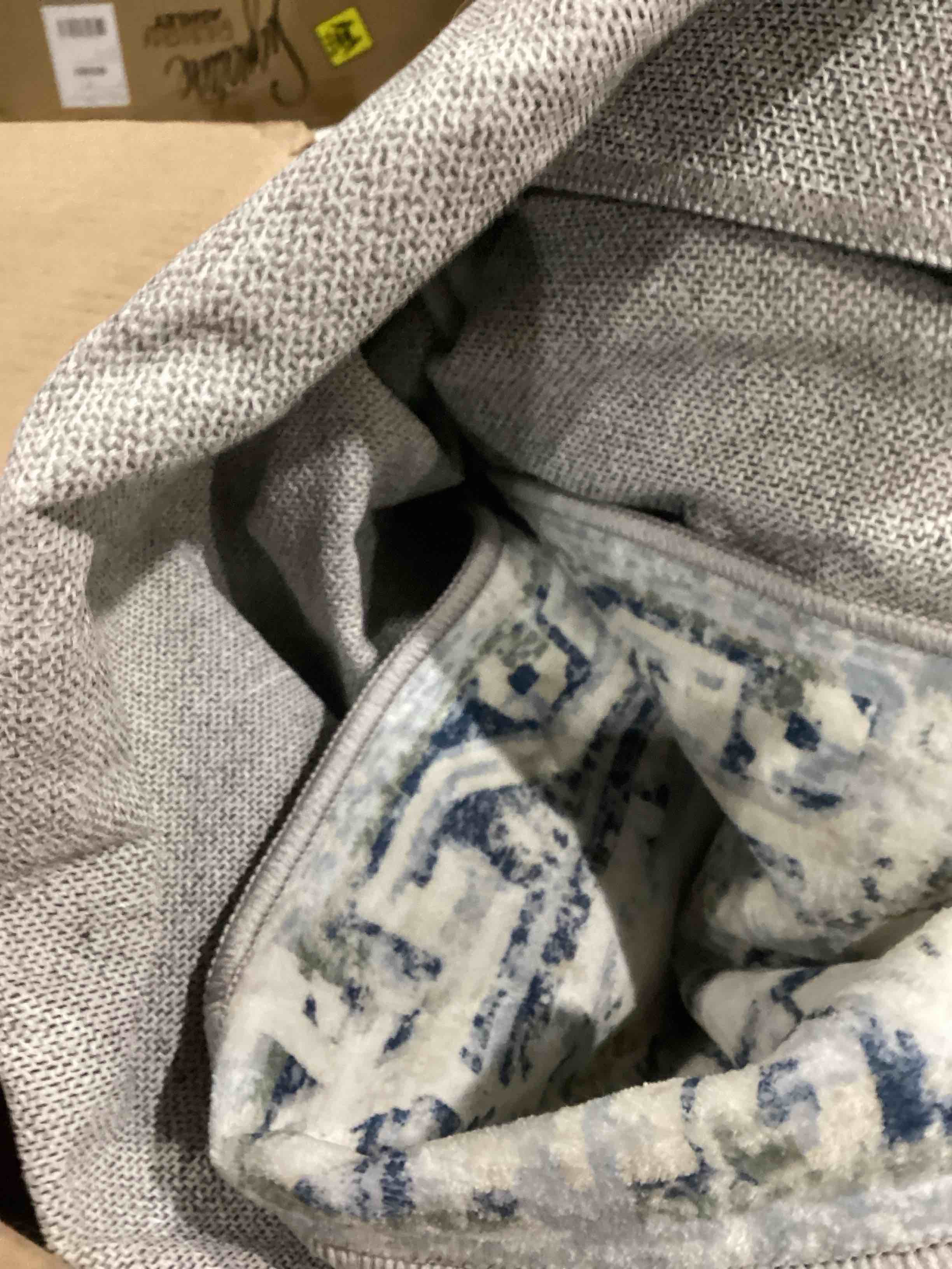 Area Rug for Living Room - 9x12 Washable Boho Vintage Oriental Distressed Farmhouse Large Thin Indoor Carpet for Bedroom Under Dining Table Home Office - Cream Blue