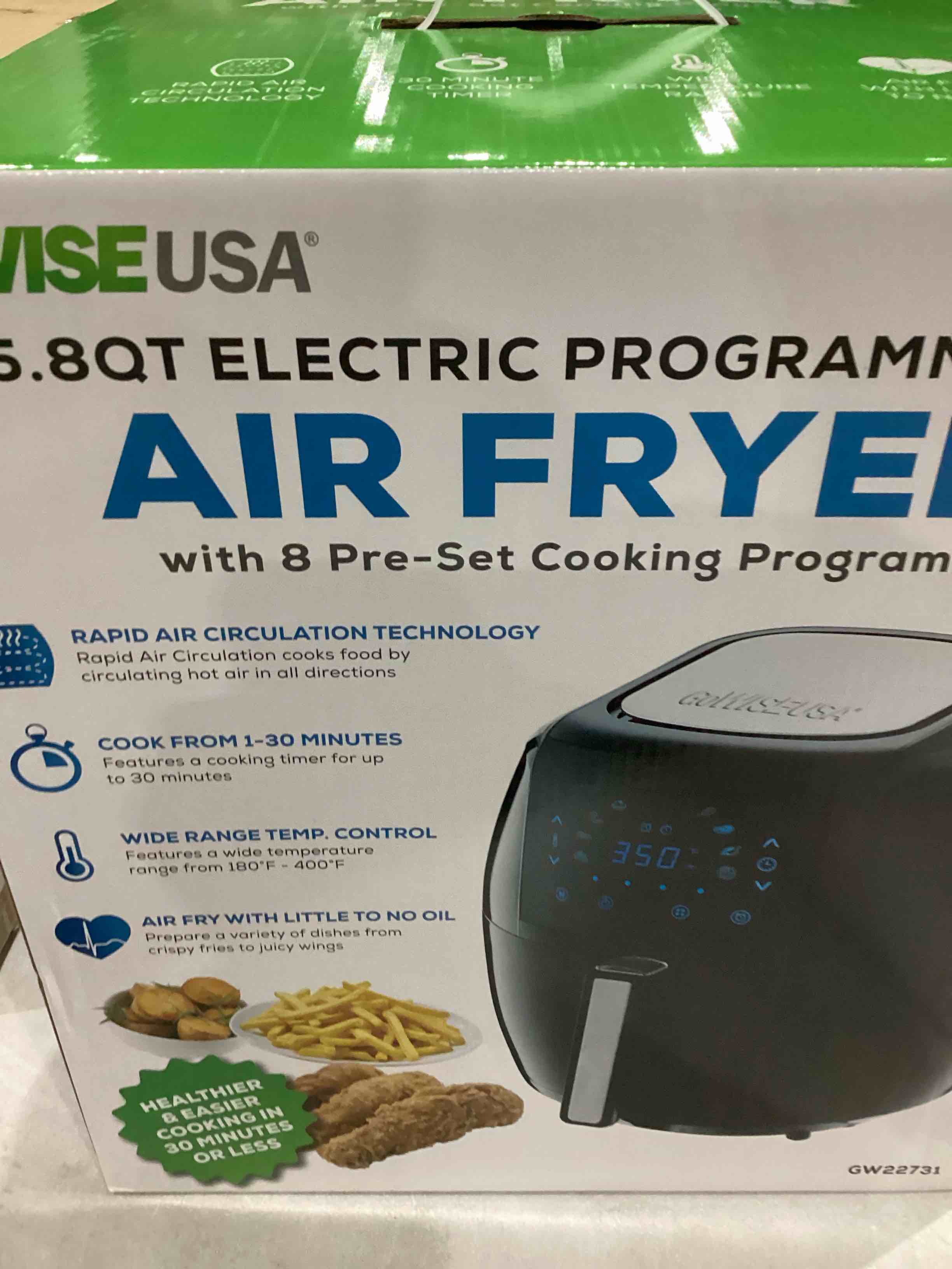 GoWISE USA 1700-Watt 5.8-QT 8-in-1 Digital Air Fryer with Recipe Book, Black