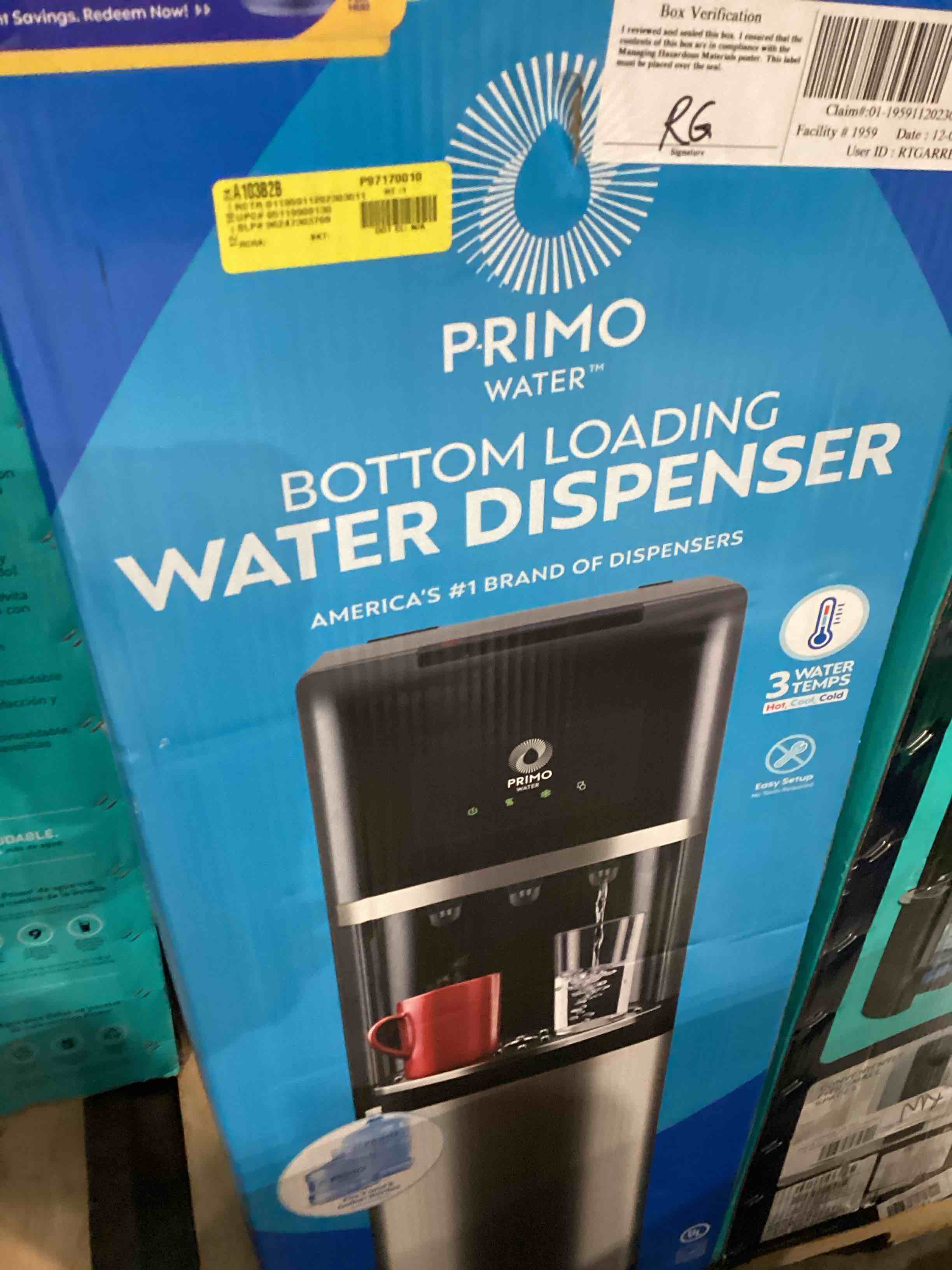 Primo Bottom Loading Water Dispenser, 3 Temp (Hot-Cool-Cold) Water Dispenser for 5 Gallon Bottle w/Child-Resistant Safety Feature [Bright Stainless Door]