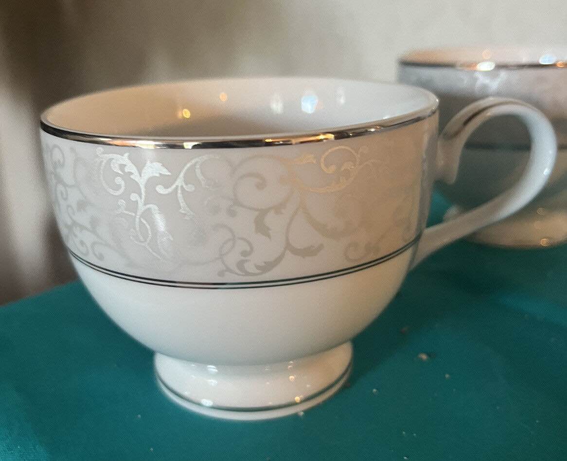 Mikasa Parchment Fine China Tea Cup Set Of 3, L3438 White Grey
