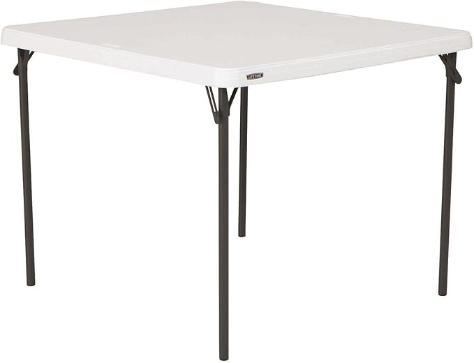 Lifetime 80783 37-Inch Commercial Grade Square Folding Card Table, White Granite
