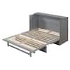 Brushed Gray Wood Frame Queen Murphy Bed with Spacious Drawer, USB Charging Station