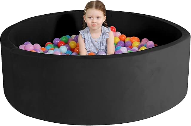 TRENDBOX Soft Foam Sponge Indoor Round Ball Pit Shipped from USA - Black