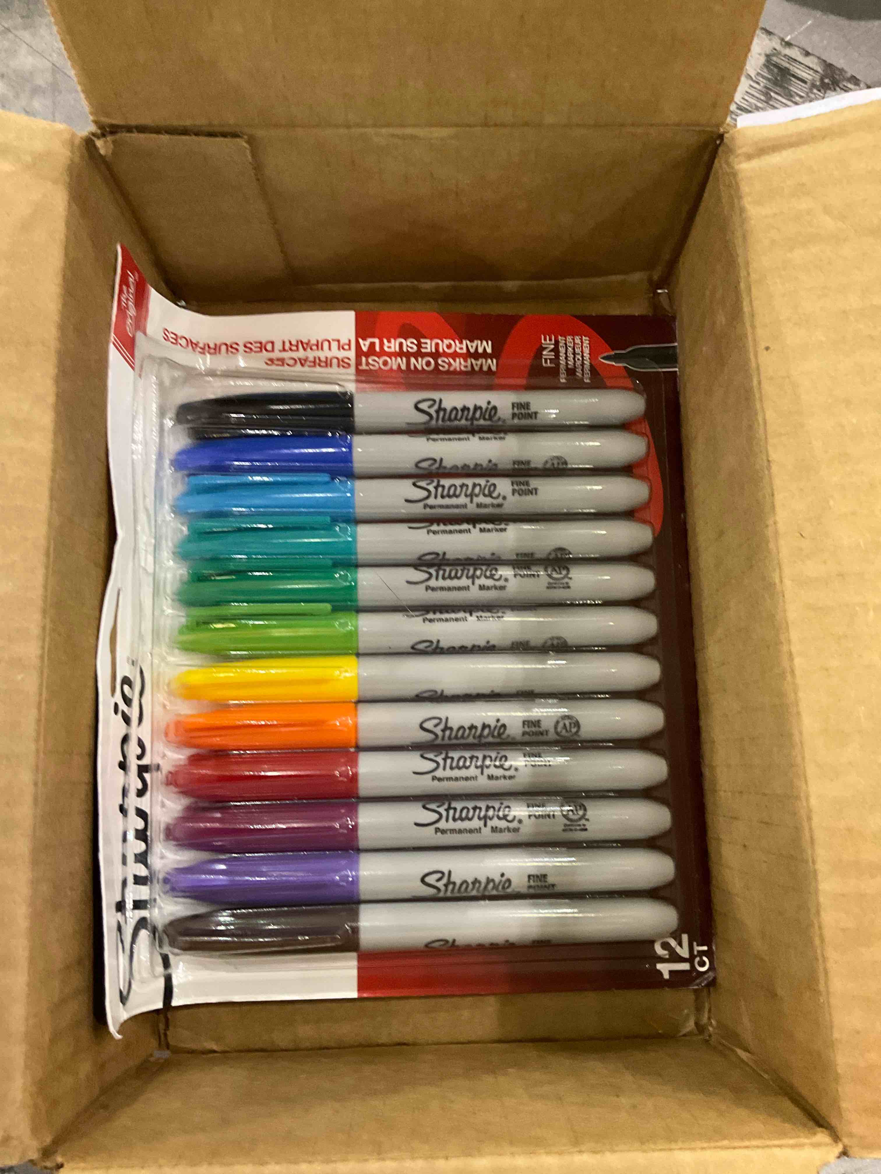 Sharpie Permanent Markers, Fine Point, Assorted Colors, 12 Count