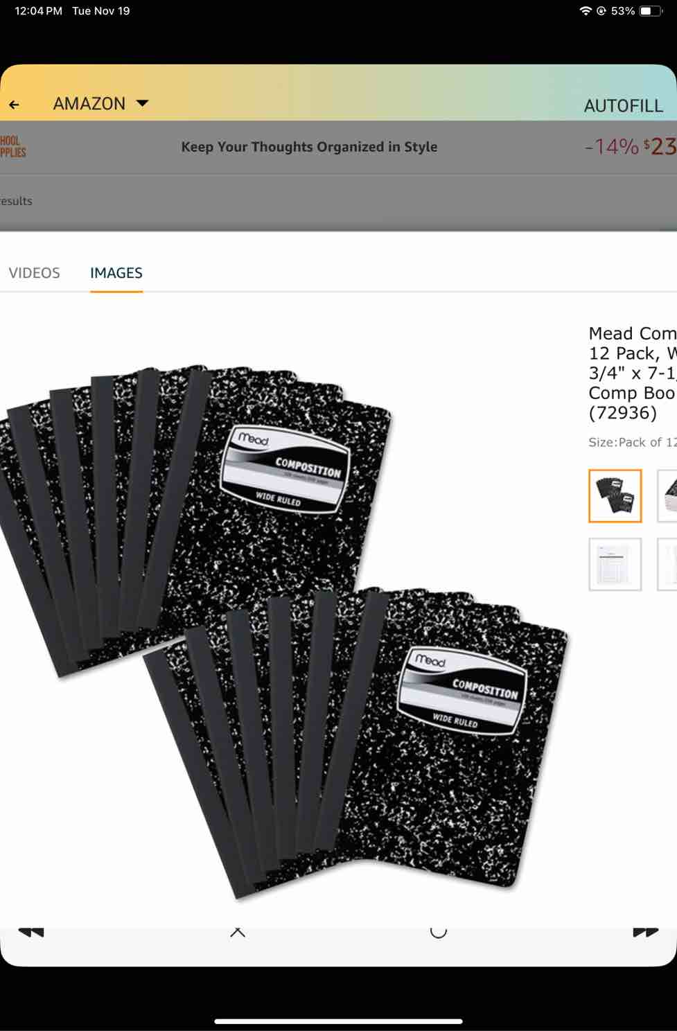 mead  composition 100sheets wide ruled 12 pcs